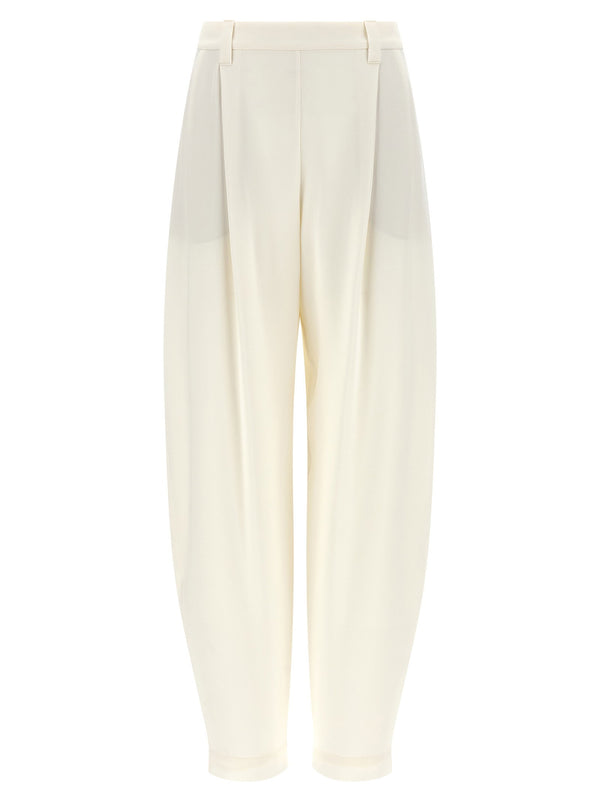 Brunello Cucinelli Linen Blend Twill Trousers — Cream