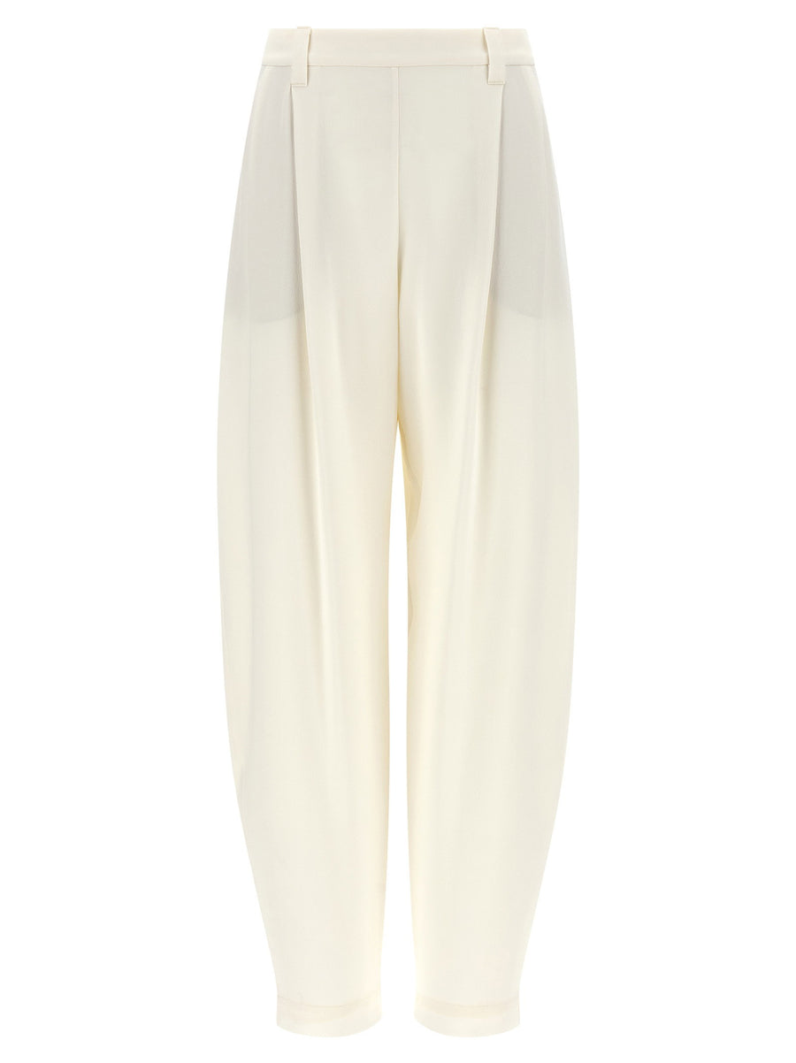 Brunello Cucinelli Linen Blend Twill Trousers — Cream