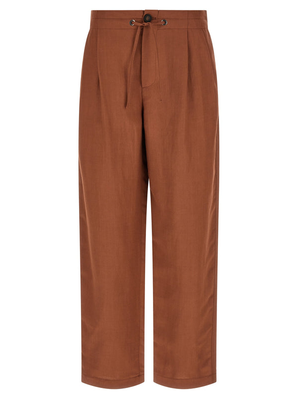 بنطال رياضي مفصل Brunello Cucinelli فيسكوز وكتان بنطلون — كاراميل