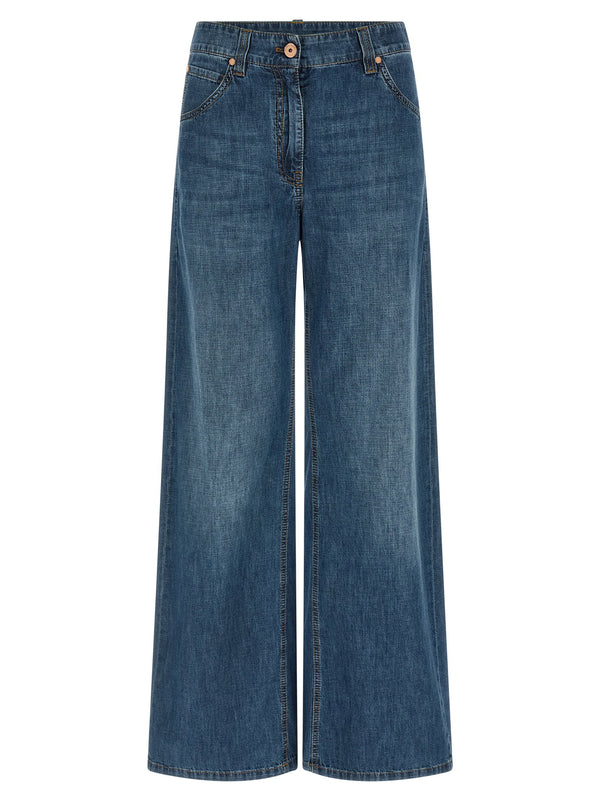 Brunello Cucinelli Wide Leg Jeans — Blue
