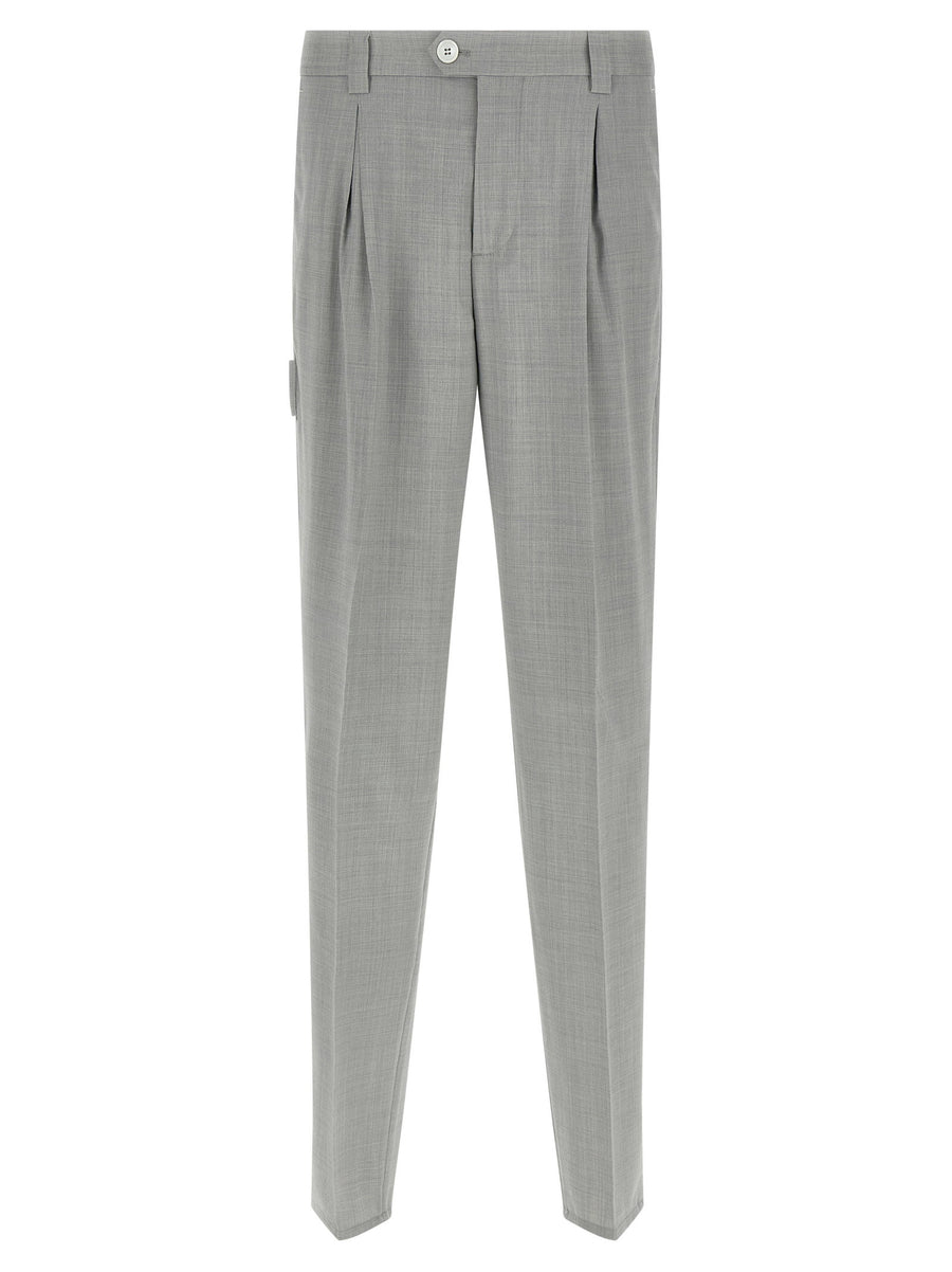 Brunello Cucinelli Virgin Wool Mélange Trousers — grey
