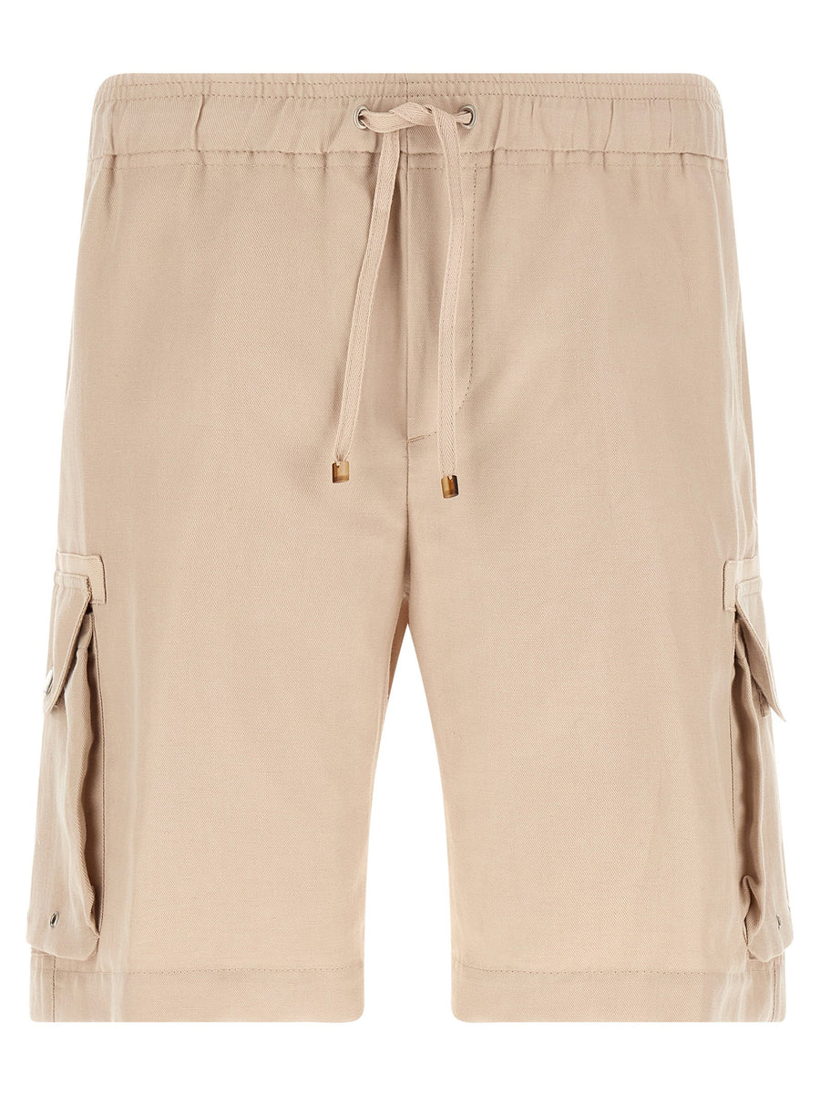 Brunello Cucinelli Cargo Pocket Canvas Bermuda Shorts — Beige