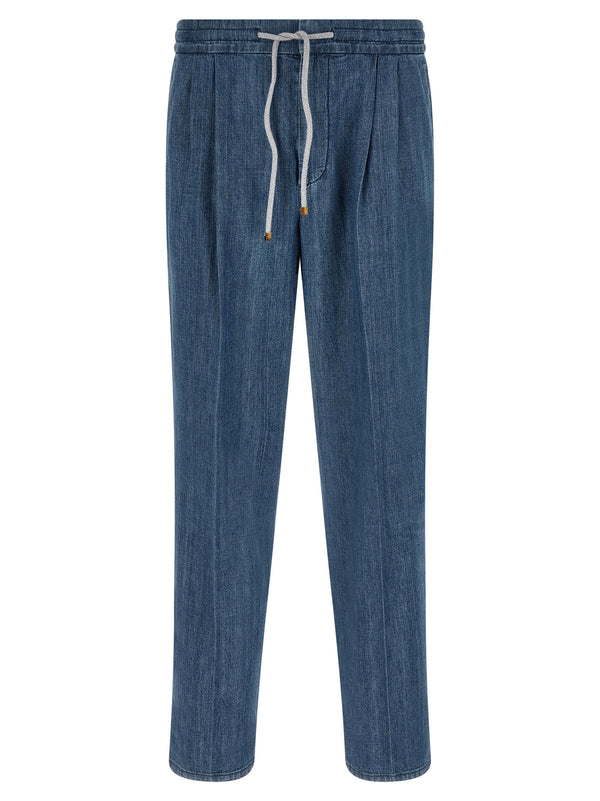 Brunello Cucinelli خفيف الوزن دنيم جينز — أزرق