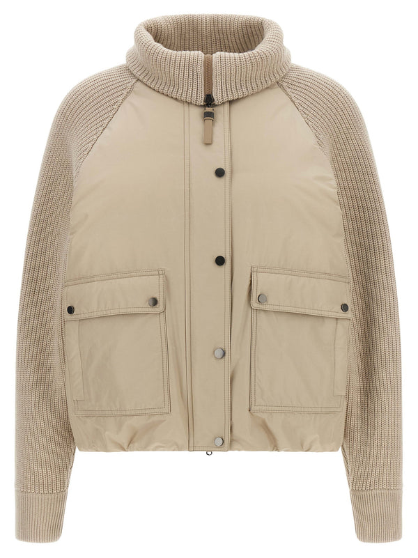 Brunello Cucinelli حياكة إنْسيرت داون جاكيت — كشميري