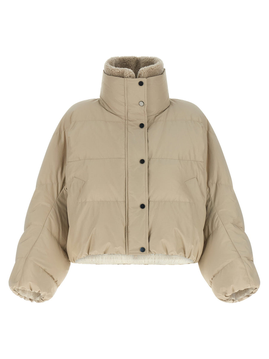 Brunello Cucinelli Quilted Goose Feather Down Jacket — Beige
