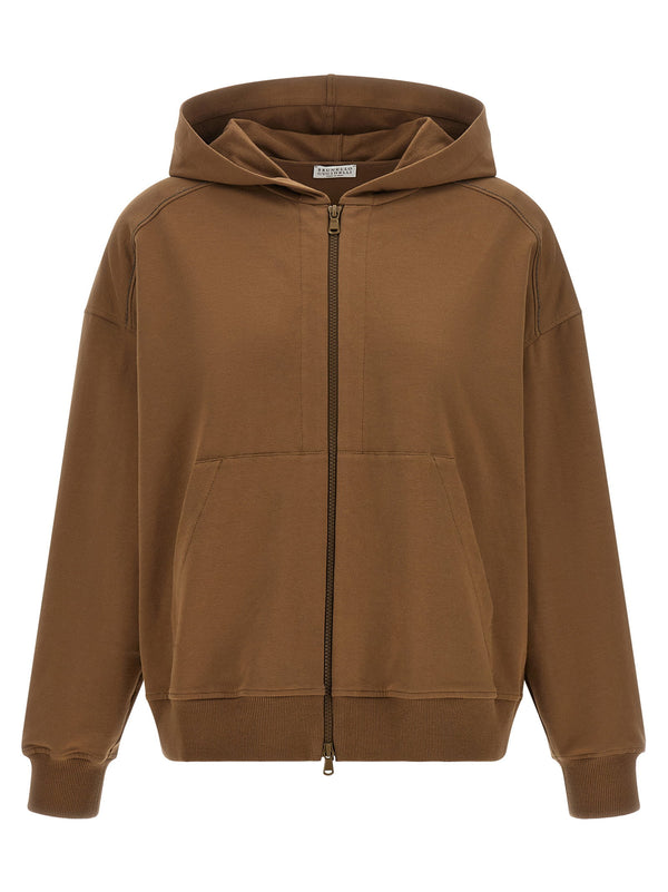 معطف خفيف Brunello Cucinelli مطاطي قطن هودي — لون الجملي