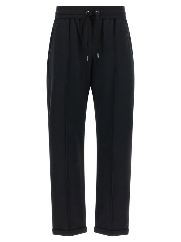Brunello Cucinelli Flared Cotton Sweatshirt Jogger — Black