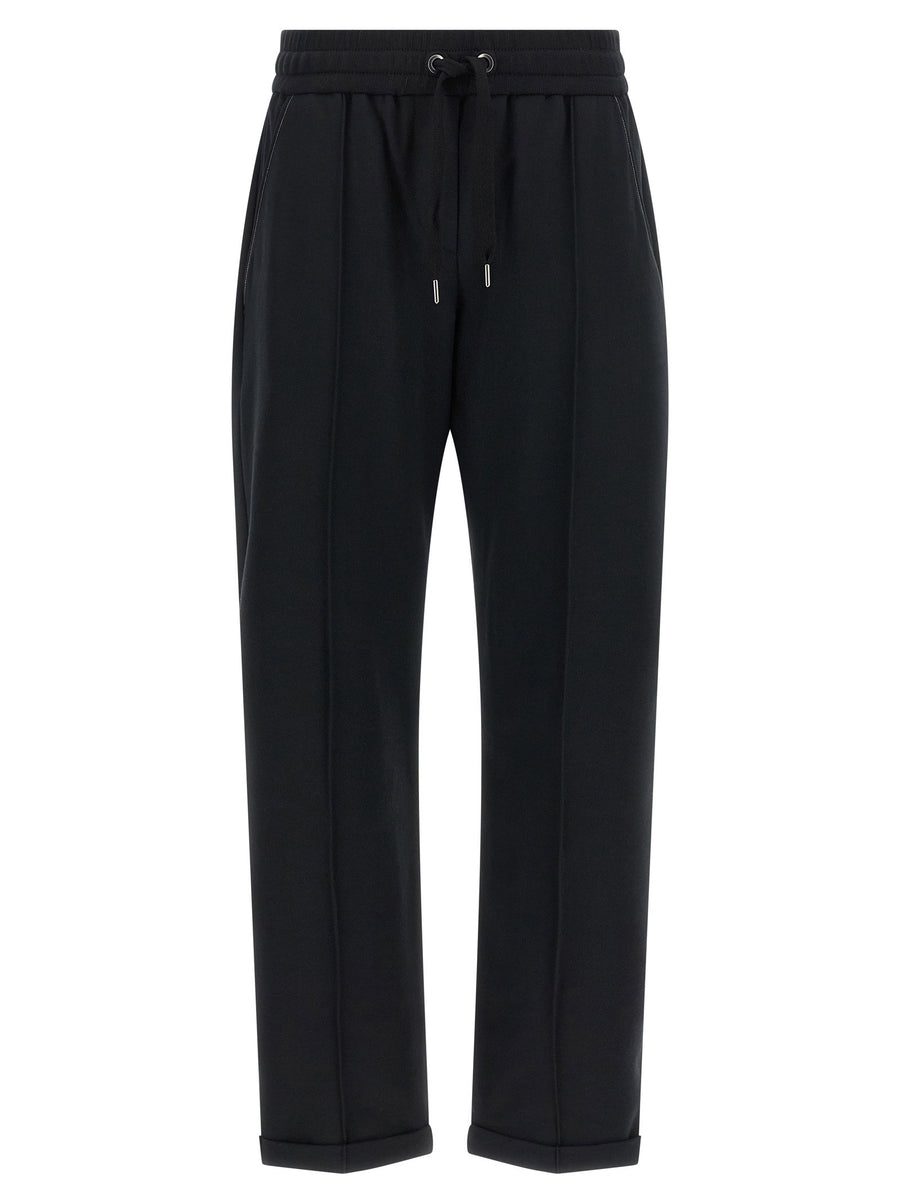 Brunello Cucinelli Light Stretch Cotton Track Joggers — Black