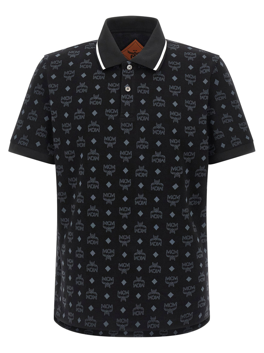 Mcm Logo-Jacquard Polo Shirt — Black