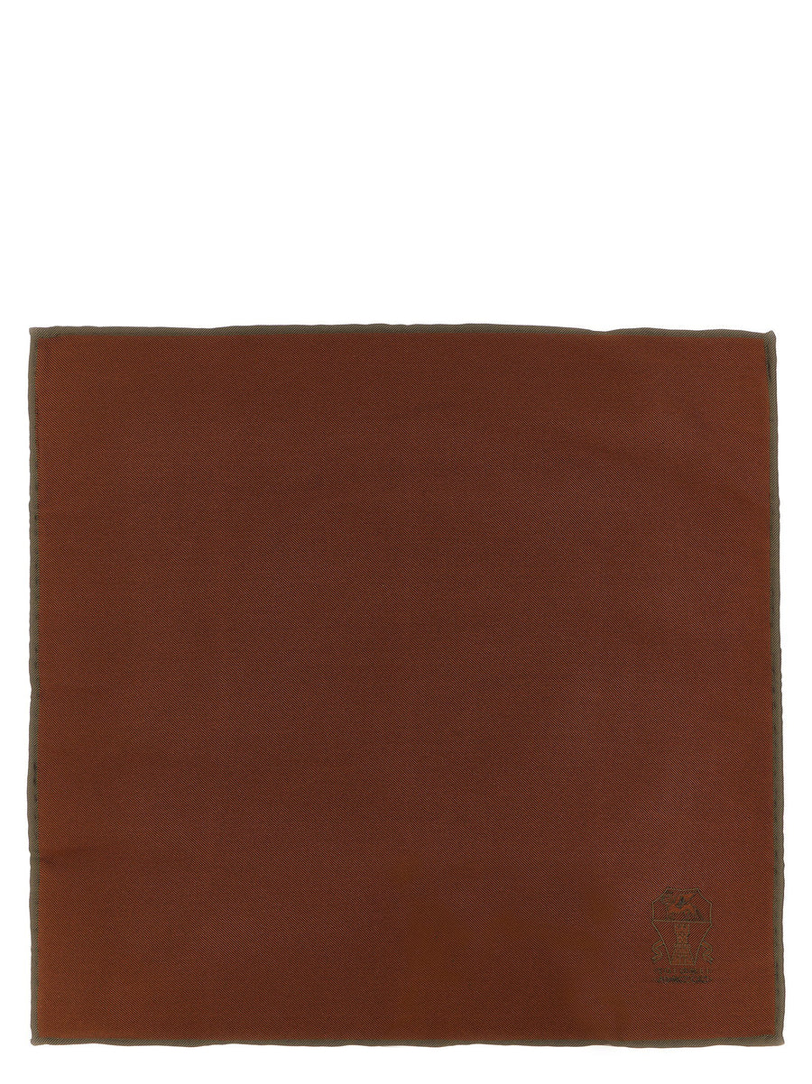 Brunello Cucinelli Silk Twill Double-Face Scarf — Rust