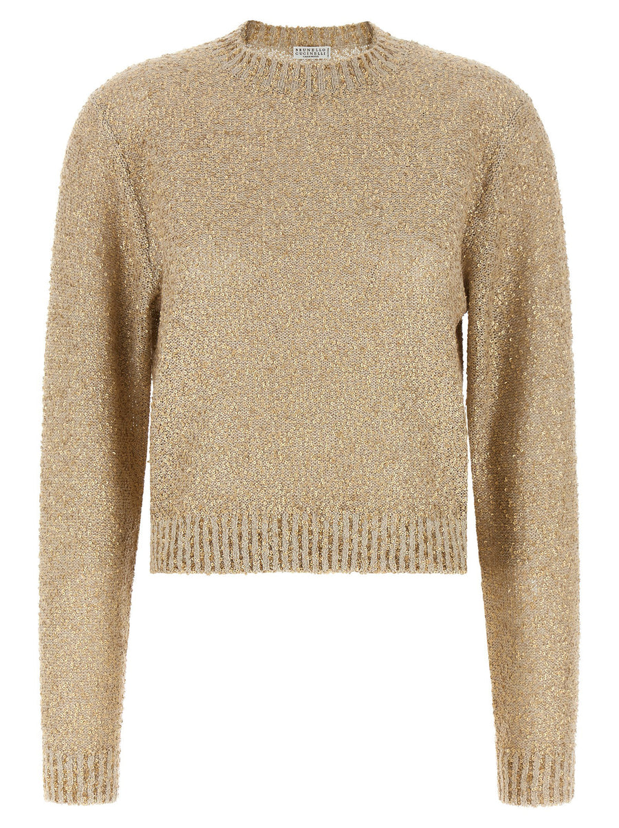 ميكرو سيكوين Brunello Cucinelli كنزة — بيج
