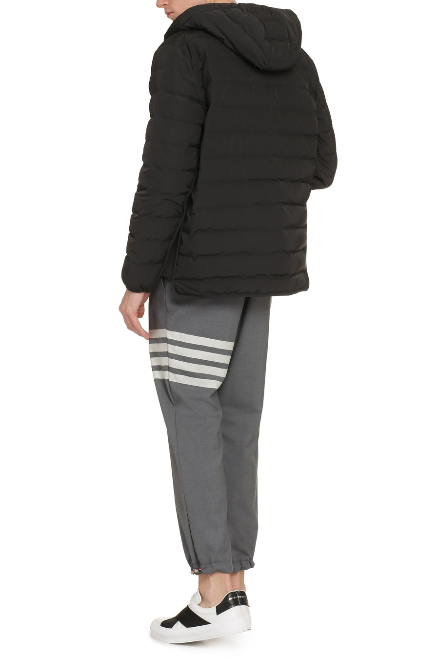 Hooded Down Jacket Black Polyester Padded &