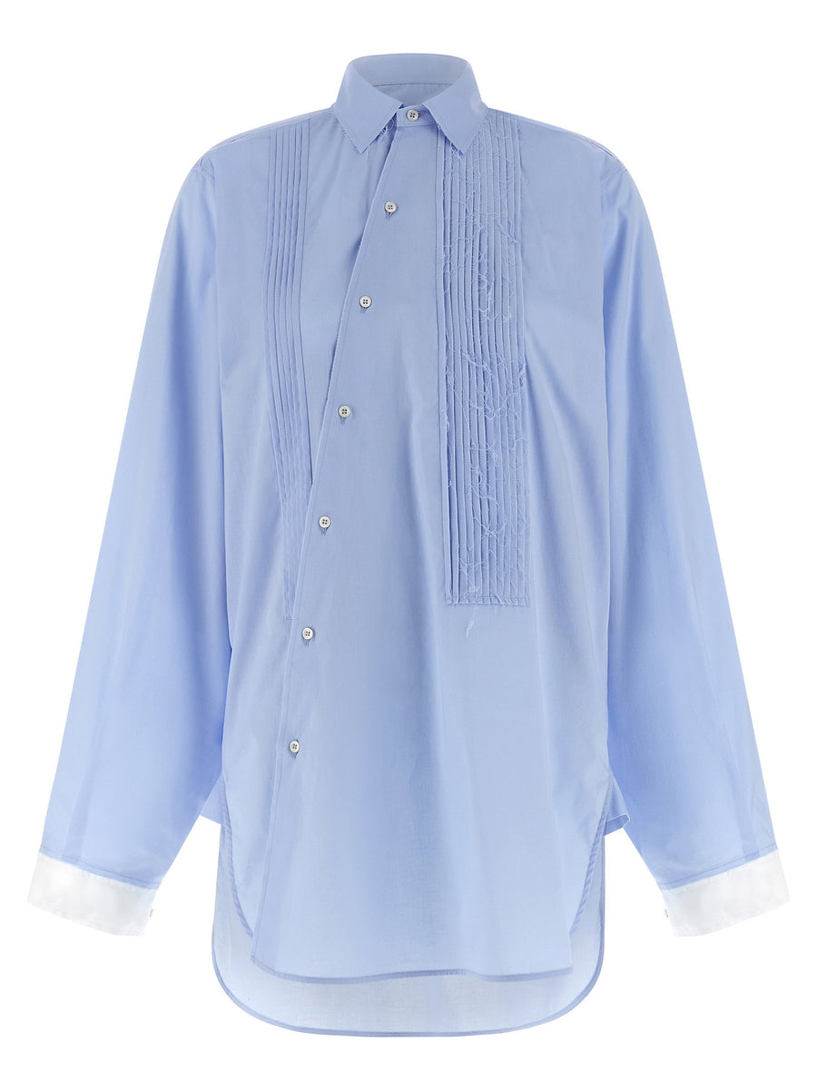 Maison Jejia Crazy Smoking Plissée Shirt — light blue