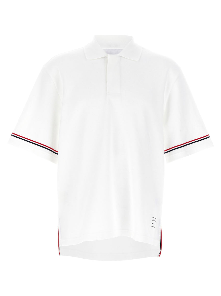 Thom Browne Rugby Cotton with Grosgrain Trim Polo — White