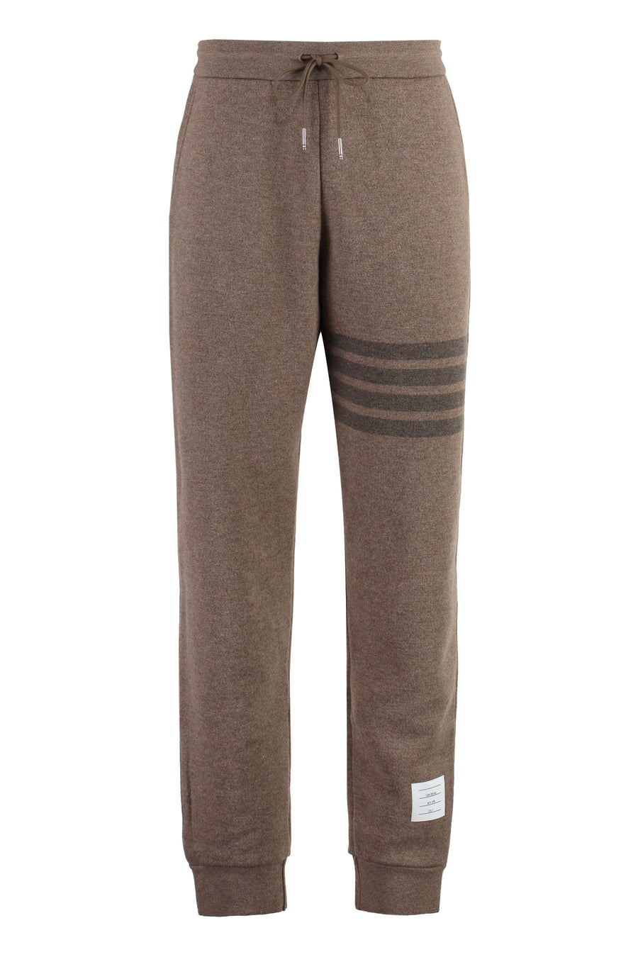 Virgin Wool Track Pants Beige Elastane