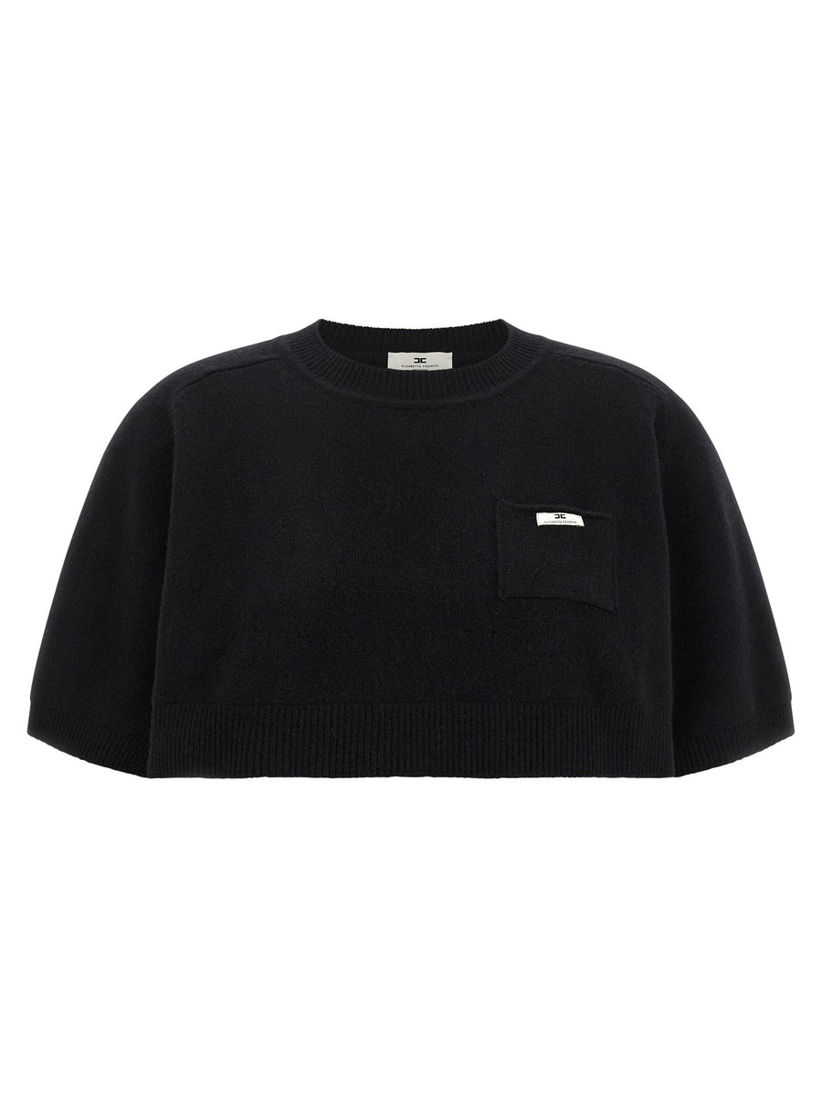 Elisabetta Franchi Wool and Cashmere Blend Sweater — Black