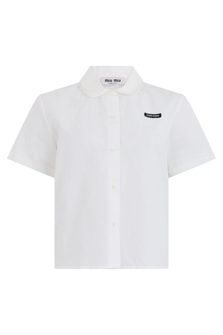 Short-Sleeved White Cotton Shirt