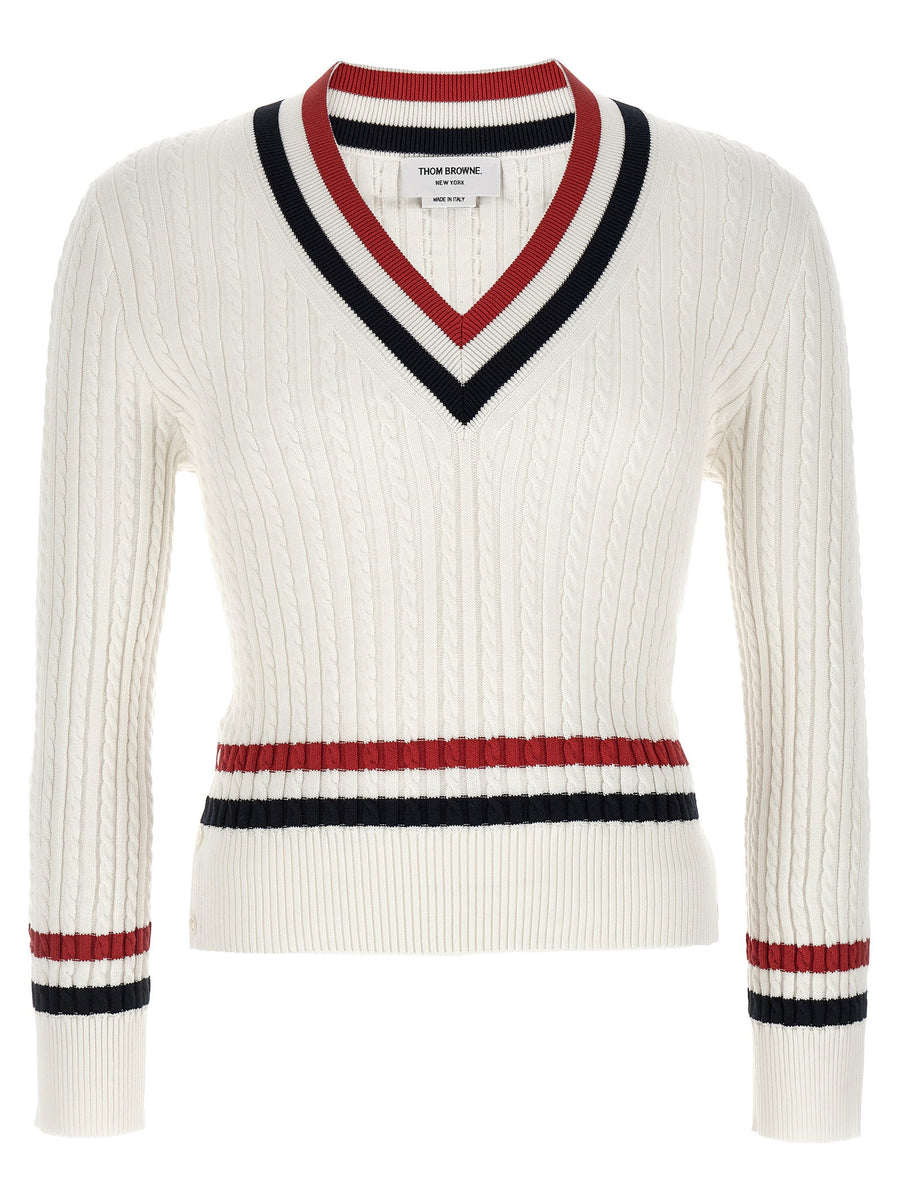 Thom Browne RWB Intarsia Sweater — Cream