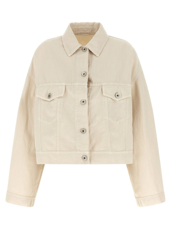Brunello Cucinelli كتان-قطن جاكيت — بيج