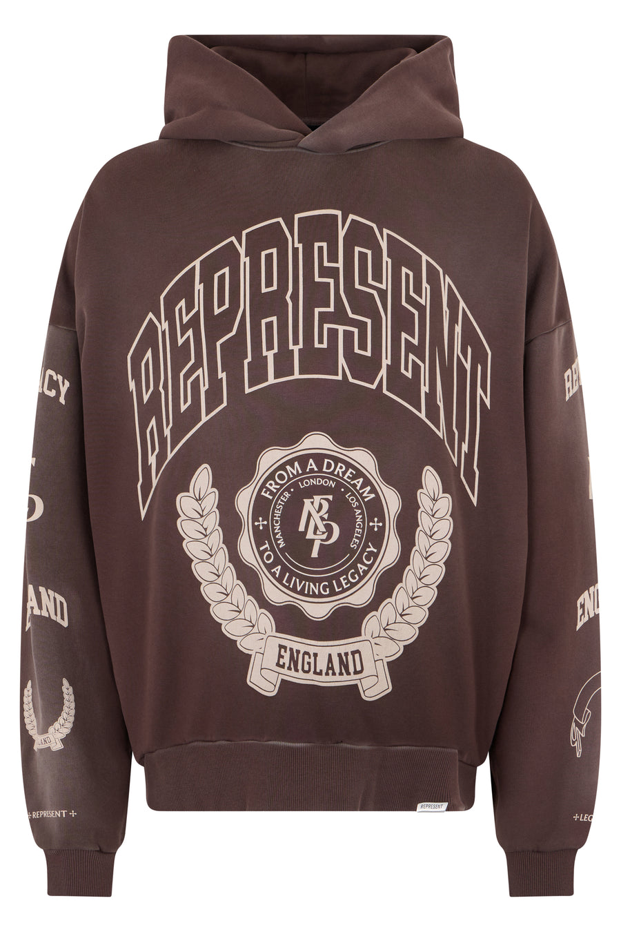 Hooded Sweatshirt Brown Print Cotton Jumpers