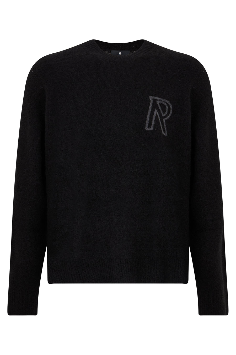Crew Neck Sweater Black Alpaca Wool Sweatshirts
