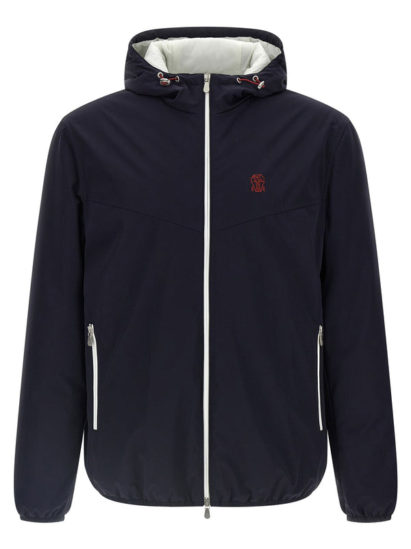 Brunello Cucinelli Windproof Technical Fabric Down Jacket — Navy