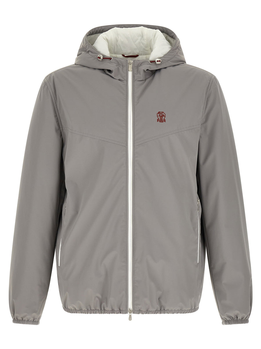 Brunello Cucinelli Padded Windproof Jacket — Gray