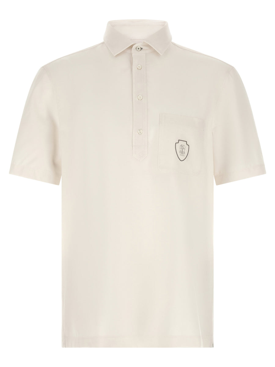 قميص Heraldic شعار من Brunello Cucinelli — كريمي