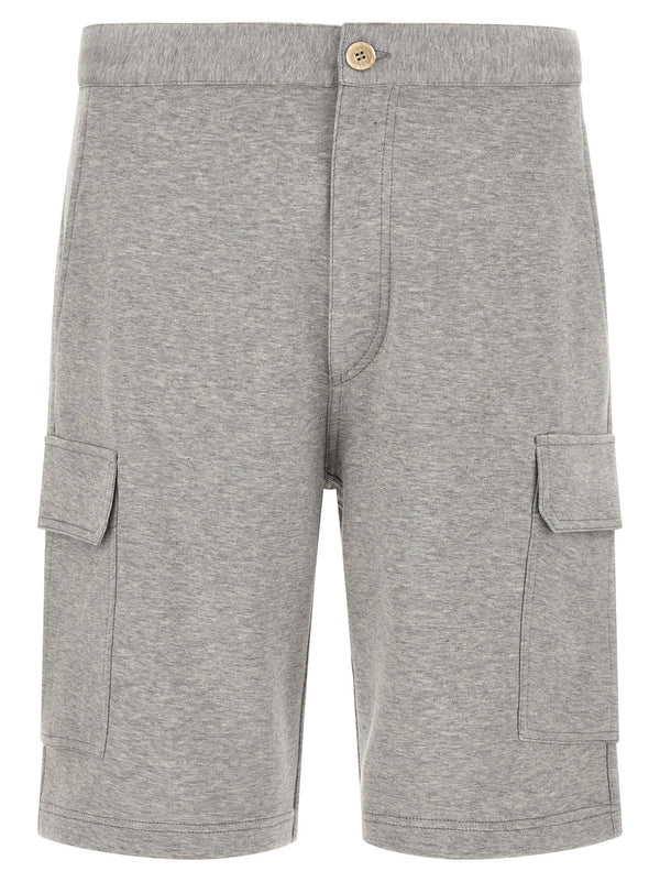 Brunello Cucinelli Cotton-Cashmere Blend Cargo Shorts — grey