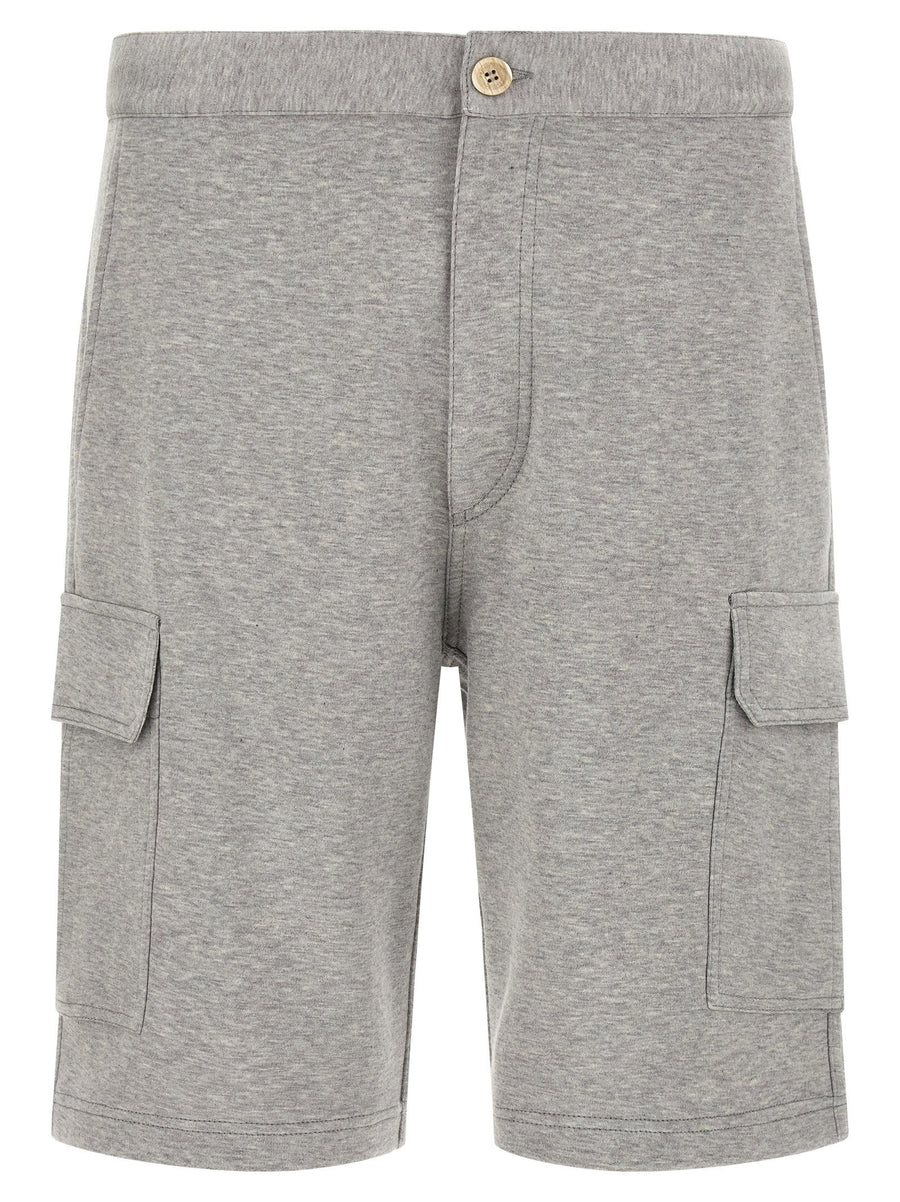 Brunello Cucinelli Cotton Cashmere Silk Blend Cargo Shorts — Gray