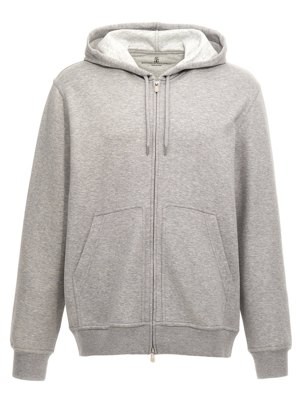 Brunello Cucinelli قطن مزيج هودي — رمادي