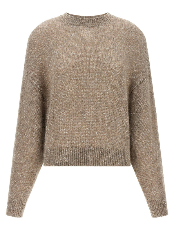 Brunello Cucinelli مرصع بالألماس كنزة — بيج