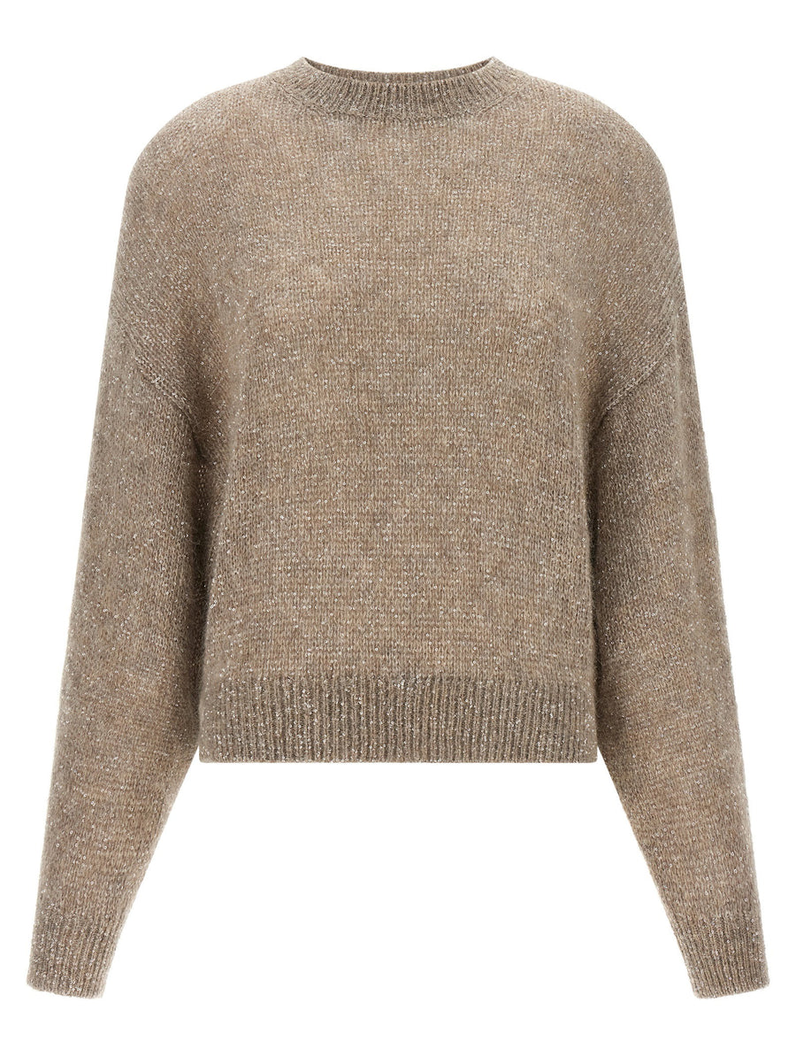 Brunello Cucinelli مرصع بالألماس كنزة — بيج