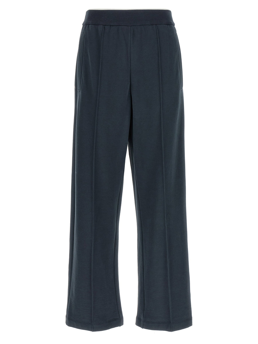 Brunello Cucinelli Front-Stitched Cotton Joggers — Dark blue