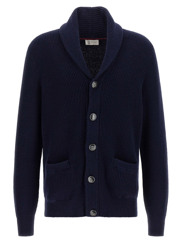 Brunello Cucinelli Pure malfilé cotton cardigan in navy