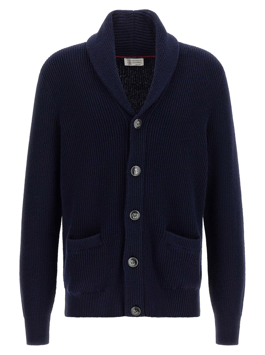 Brunello Cucinelli مالفيله قطن كارديغان — كحلي