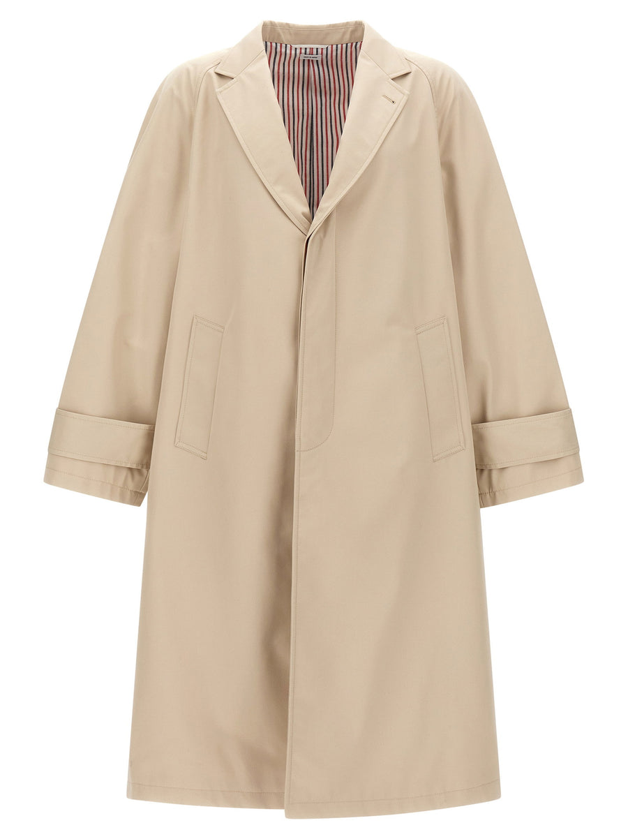 Thom Browne Water-Repellent Cotton Trench Coat — Beige