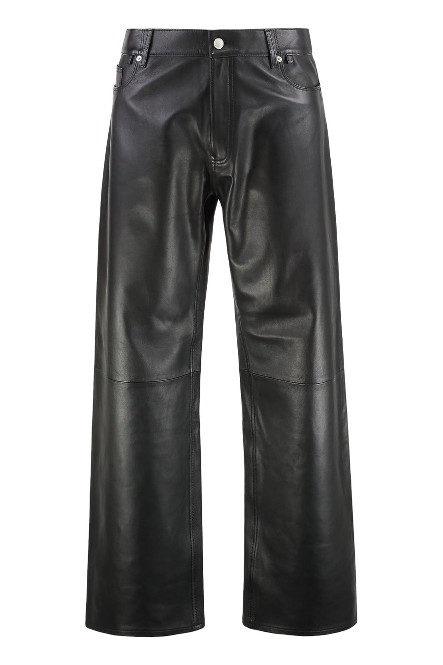 Faux Leather Trousers Black Cotton