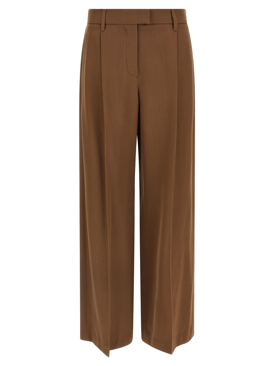 Brunello Cucinelli Virgin Wool Blend Trousers — Brown