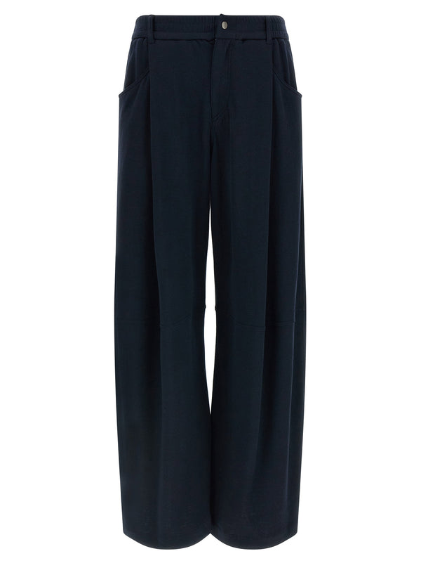 Brunello Cucinelli Cotton-Silk Blend Trousers — Navy