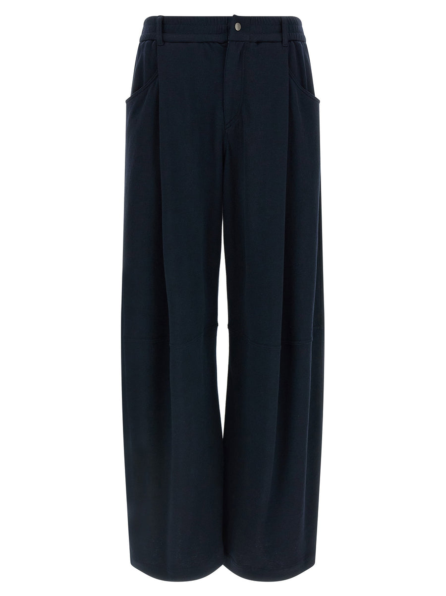 Brunello Cucinelli Cotton-Silk Blend Trousers — Navy