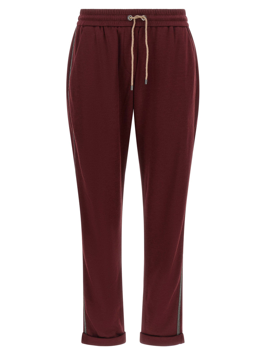 Brunello Cucinelli Track Joggers — Burgundy