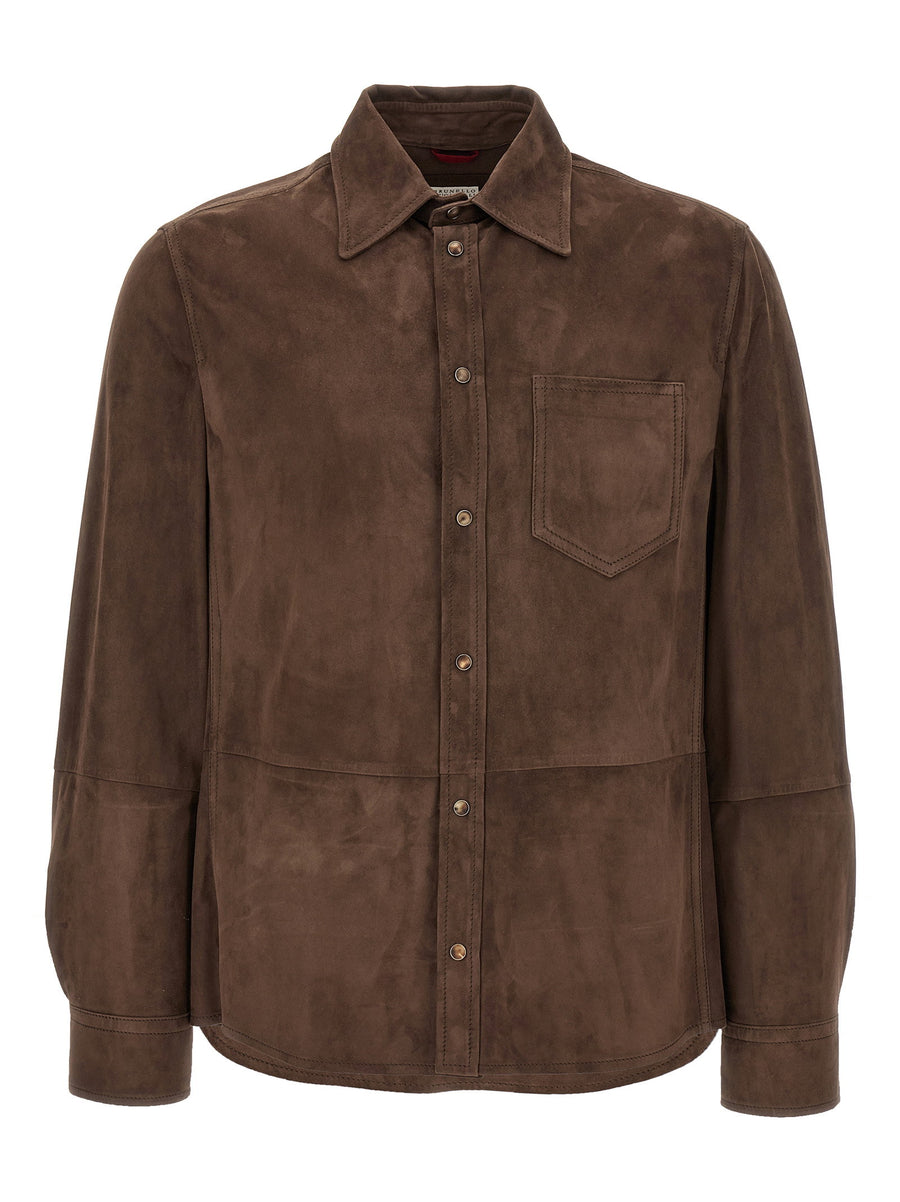 Brunello Cucinelli Suede Overshirt — Brown