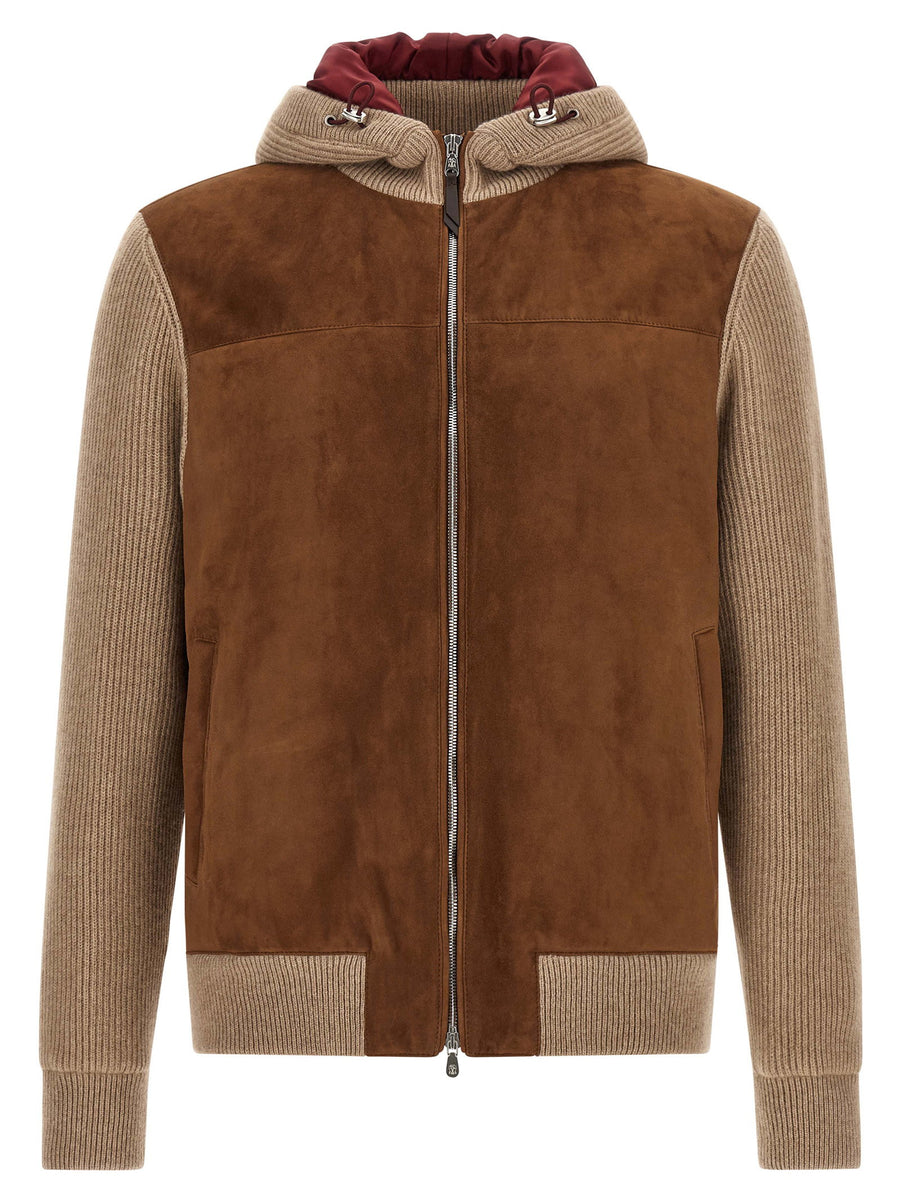 Brunello Cucinelli Suede and Cashmere Blend Jacket — Brown