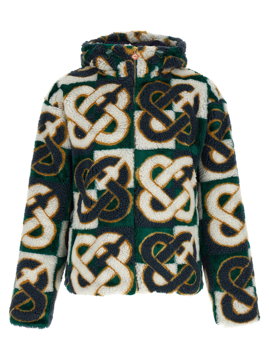Casablanca Monogram Intarsia Fleece Jacket — Green