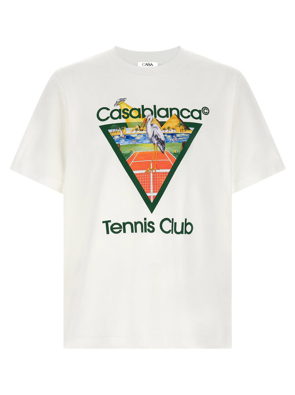 Casablanca Tennis Club Graphic-Print T-Shirt — Cream