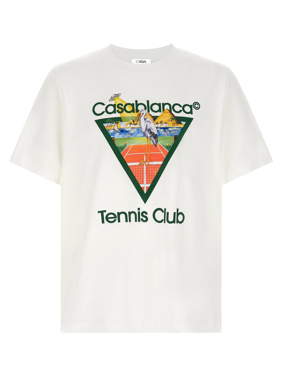 Casablanca Tennis Club Graphic-Print T-Shirt — Cream