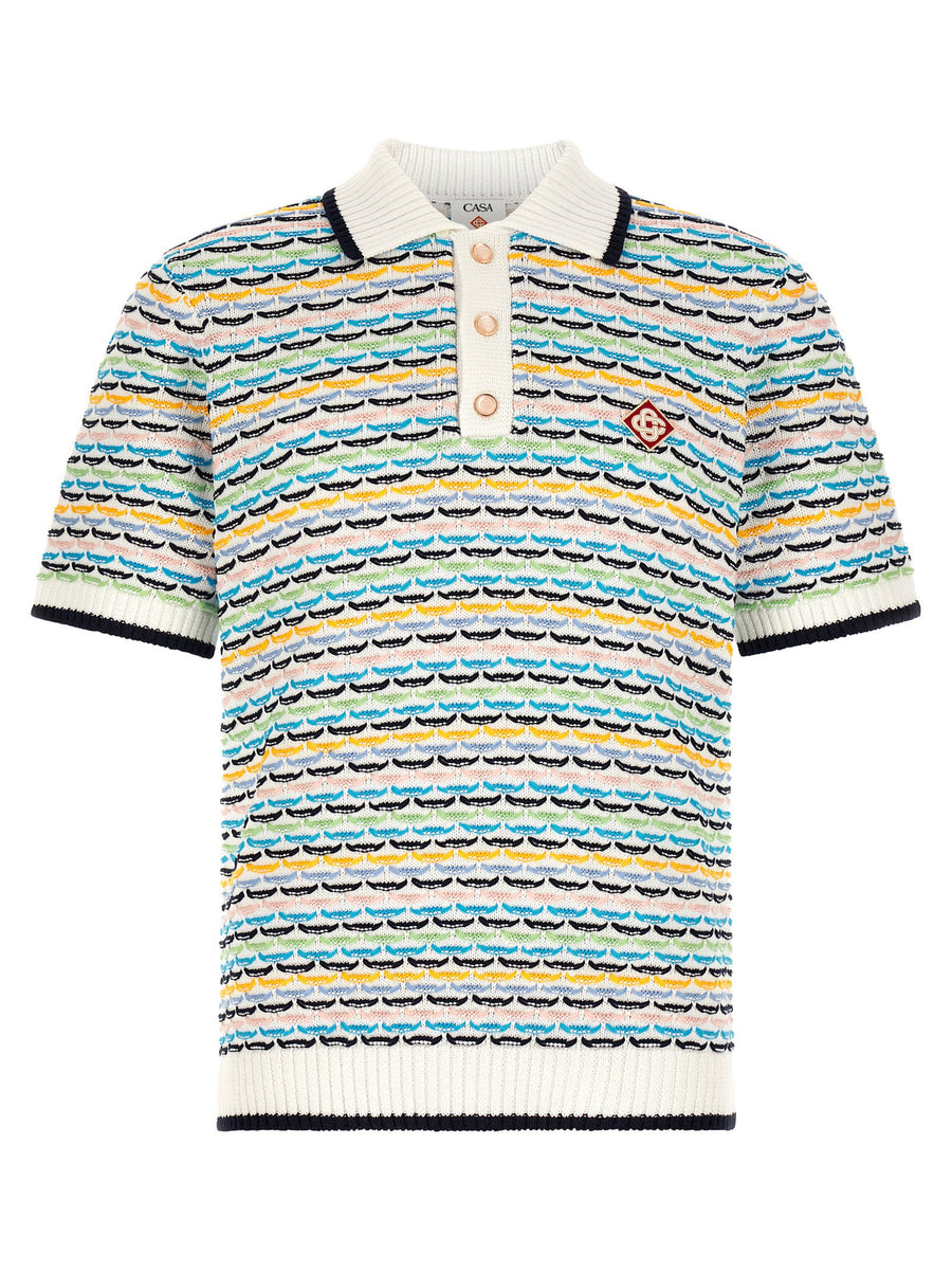 Casablanca Tuck Stitch Polo Shirt — Multicolor