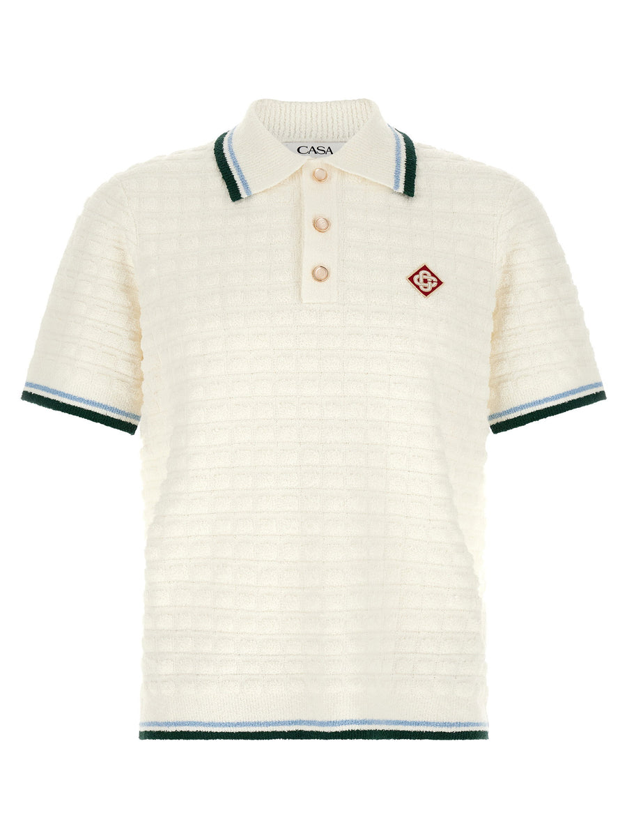Casablanca Bouclé Polo Shirt — White