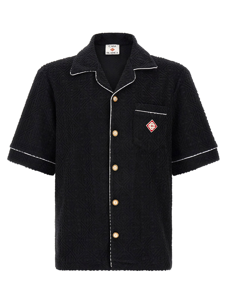 Casablanca Monogram Jacquard Terrycloth Shirt — Black